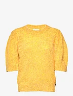 Knit with puff sleeves - LEMON YELLOW