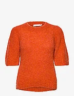Knit with puff sleeves - ORANGE MELANGE