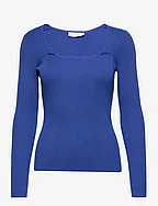 Knit with long sleeves and squared - ELECTRIC BLUE