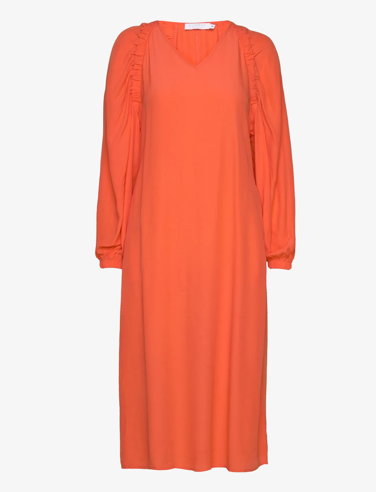 Coster Copenhagen - Long dress in acetate - midi kjoler - hot orange - 0