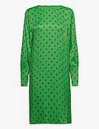 Dress with gatherings in dot print - HIGH GREEN DOT PRINT