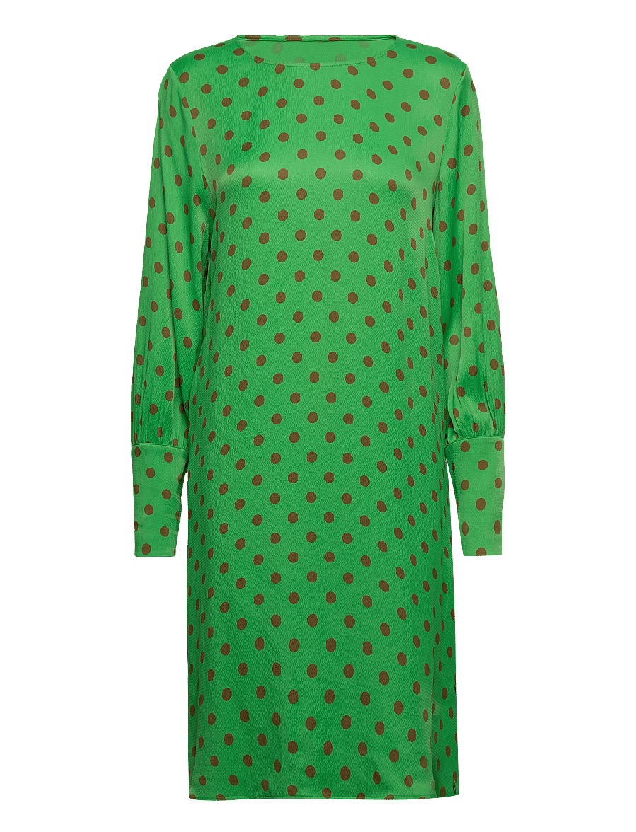 Coster Copenhagen - Dress with gatherings in dot print - midikleider - high green dot print - 0