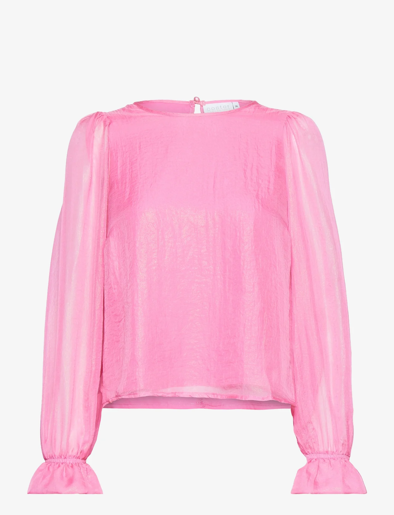 Coster Copenhagen - Top in metallic shimmer - long-sleeved blouses - metallic pink - 0