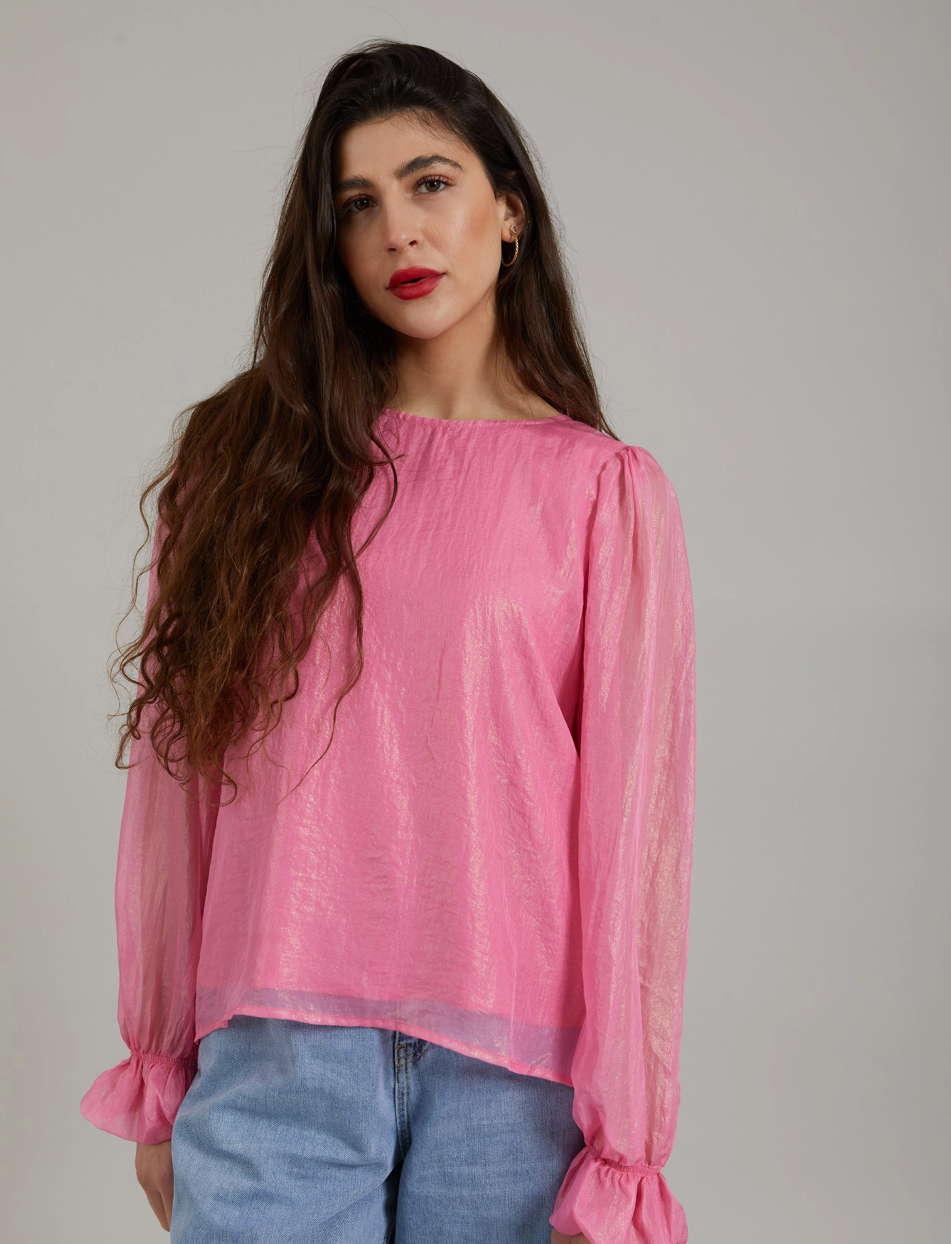 Coster Copenhagen Top in metallic shimmer - Bluser & Skjorter - METALLIC PINK / pink/rose