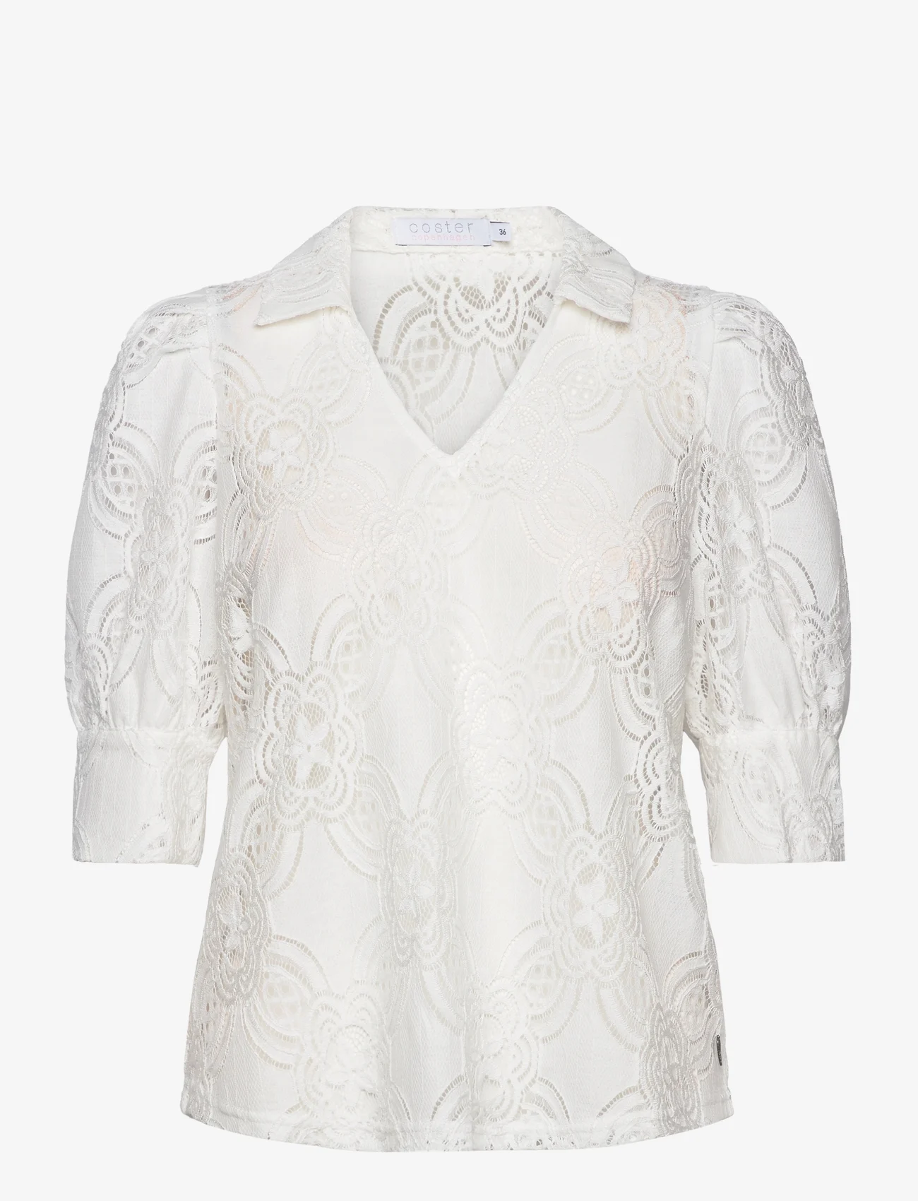 Coster Copenhagen - Lace shirt - kortærmede bluser - off white - 1