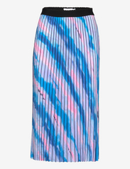Pleated skirt in faded stripe print - FADED STRIPE PRINT BLUE