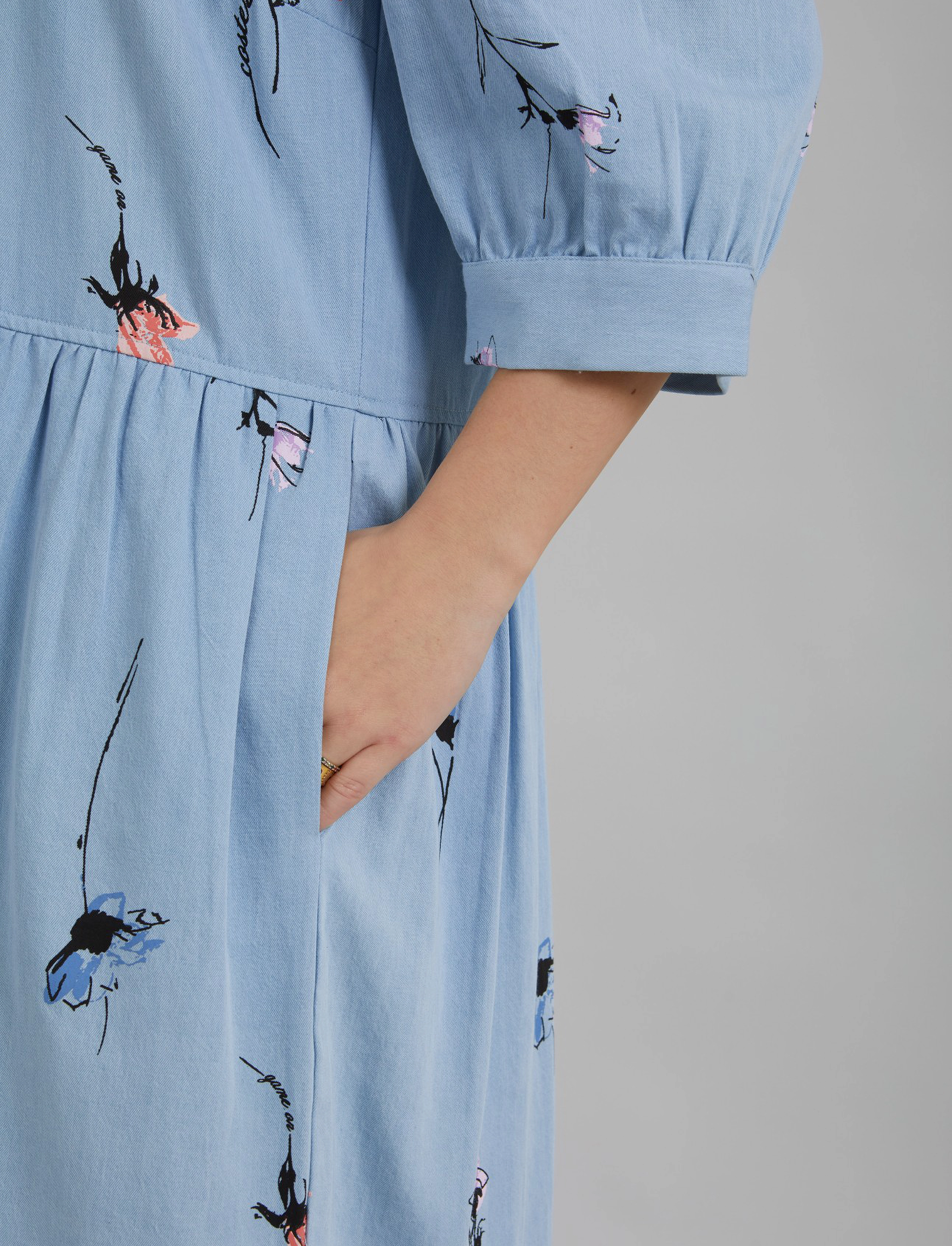 Coster Copenhagen - Long dress with denim flower print - flower denim print - 4