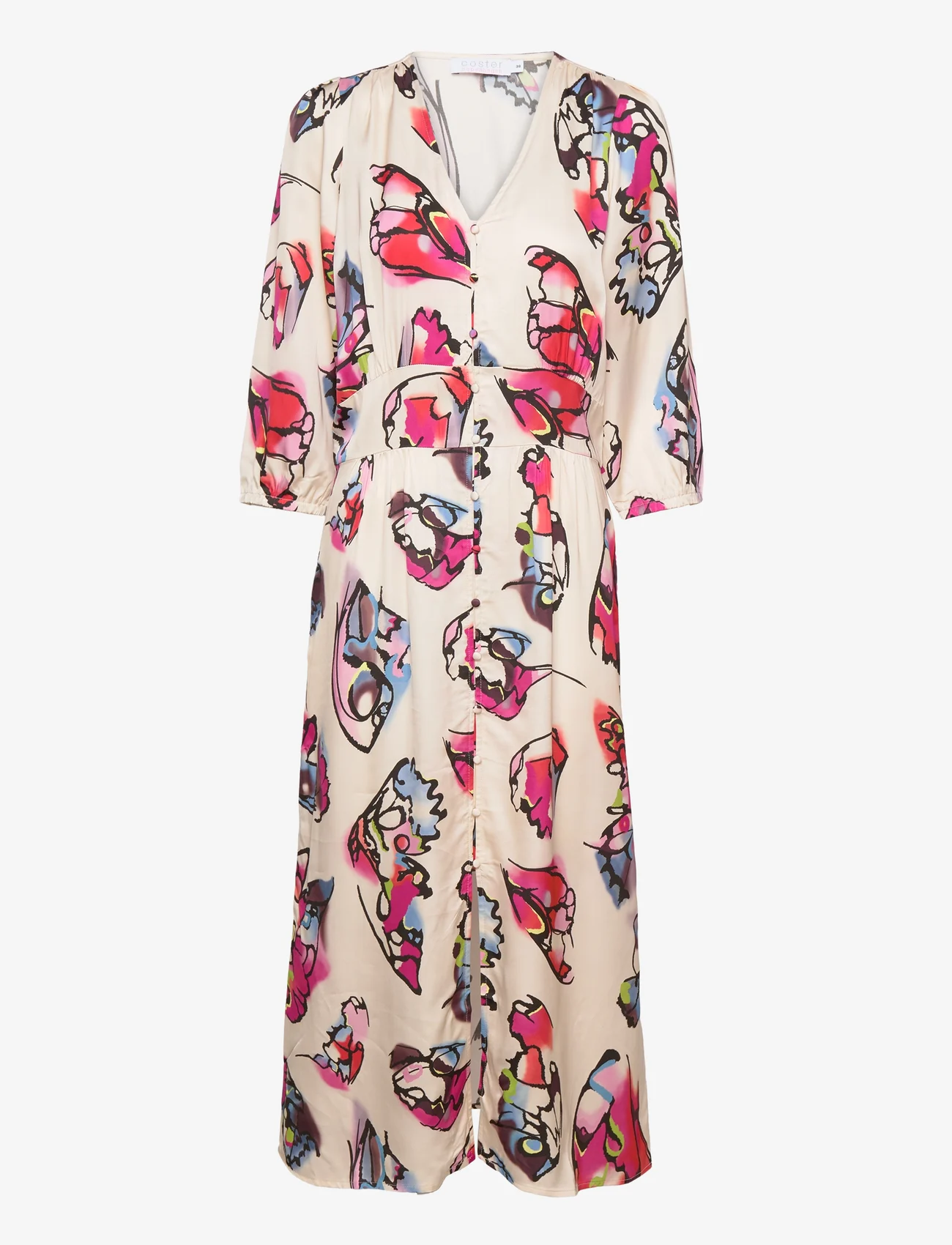 Coster Copenhagen - Dress with buttons in butterfly pri - maxi sukienki - butterfly print - 0