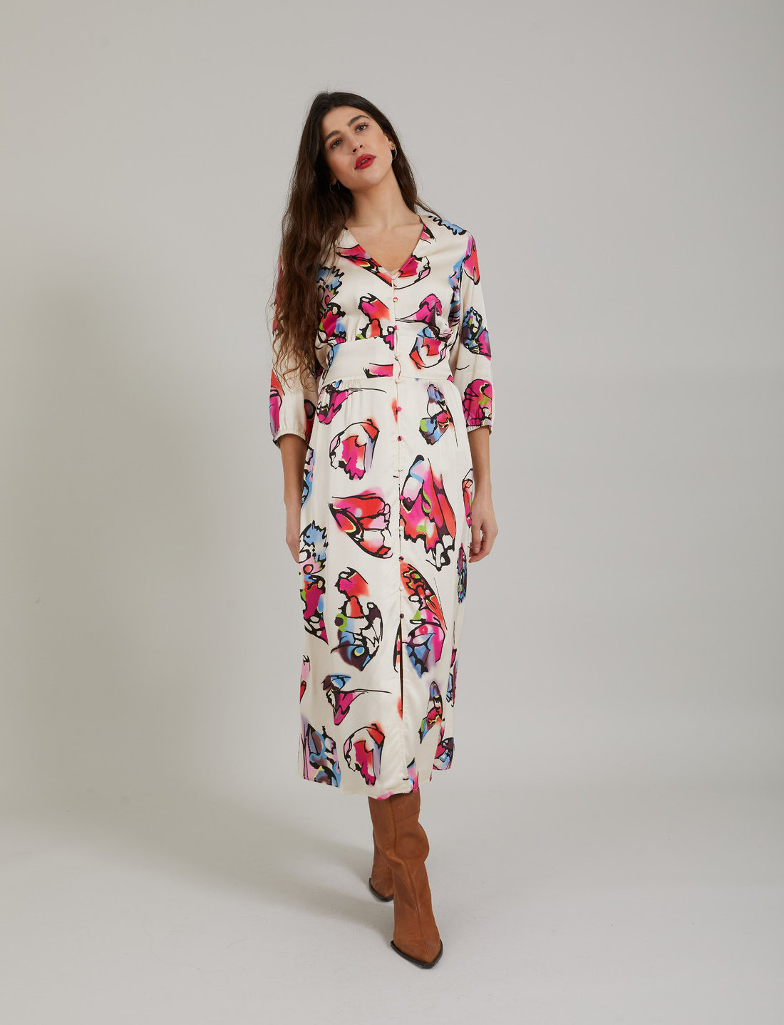 Coster Copenhagen Dress With Buttons In Butterfly Pri Maxi dresses Boozt