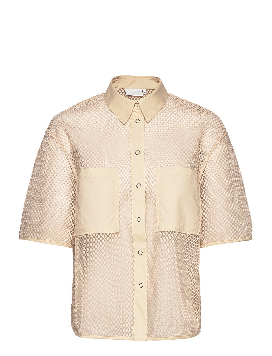 Coster Copenhagen - Mesh shirt - kurzärmlige hemden - vanilla - 0
