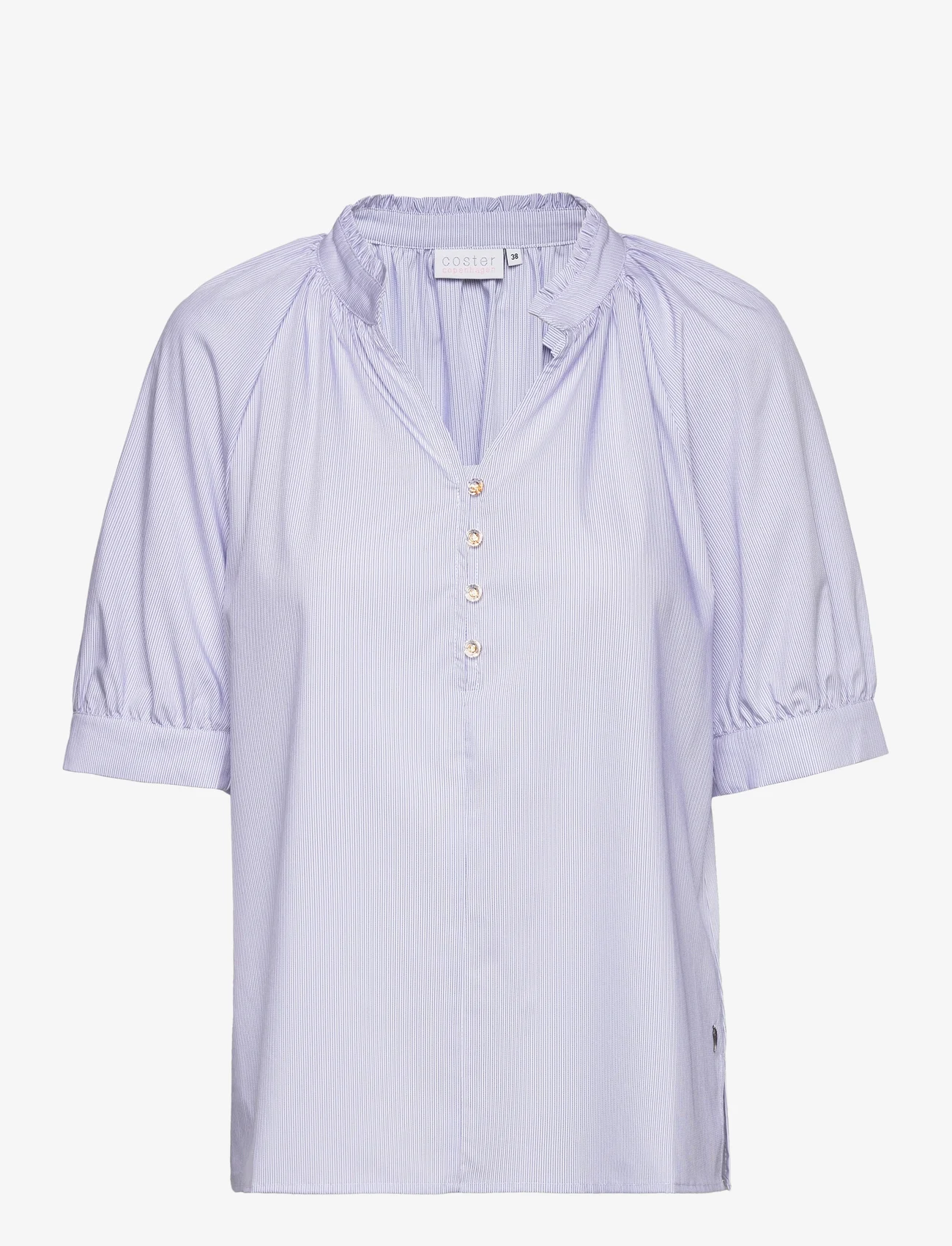 Coster Copenhagen - Shirt with thin stripes - kortærmede skjorter - blue stripe - 0