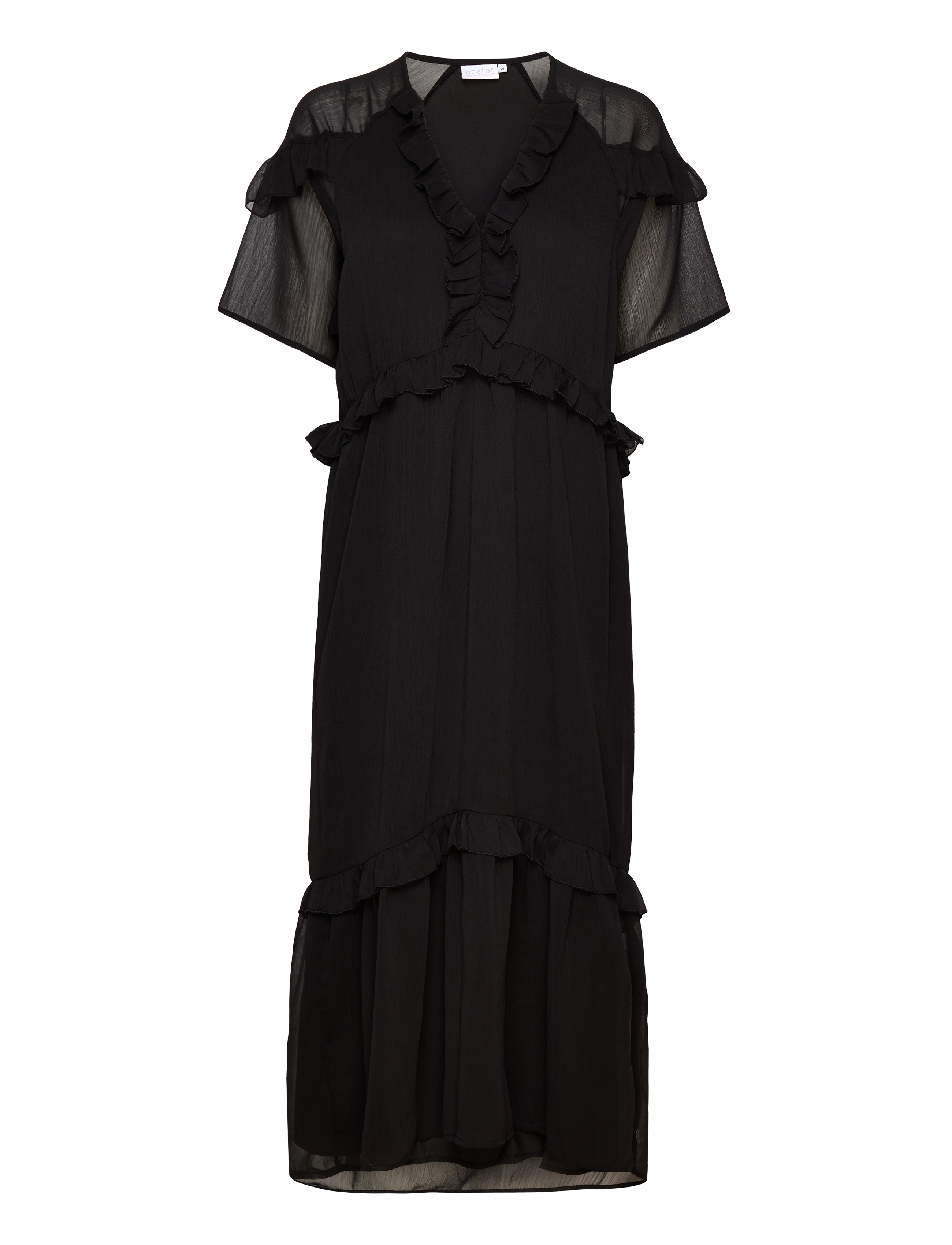 COSTER COPENHAGEN Long Kleid With Frills Schwarz - 34 - Damen