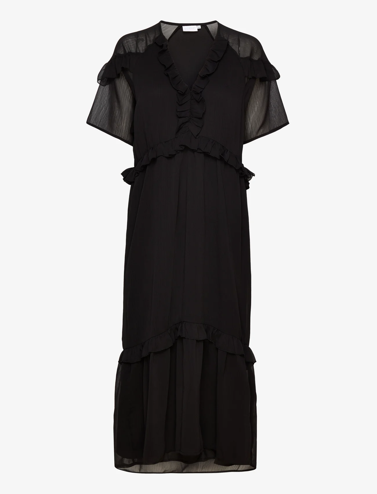 Coster Copenhagen - Long dress with frills - festtøj til outletpriser - black - 0