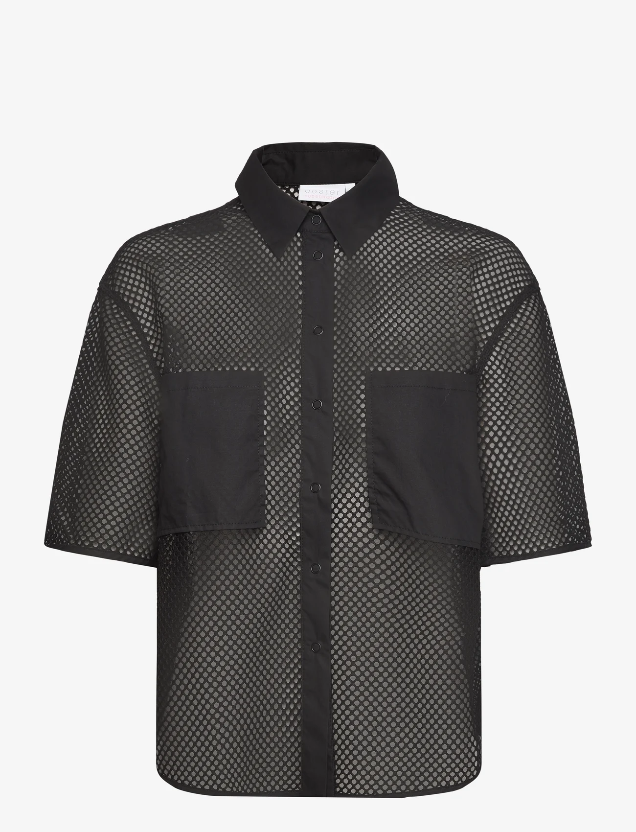 Coster Copenhagen - Mesh shirt - kurzärmlige hemden - black - 0
