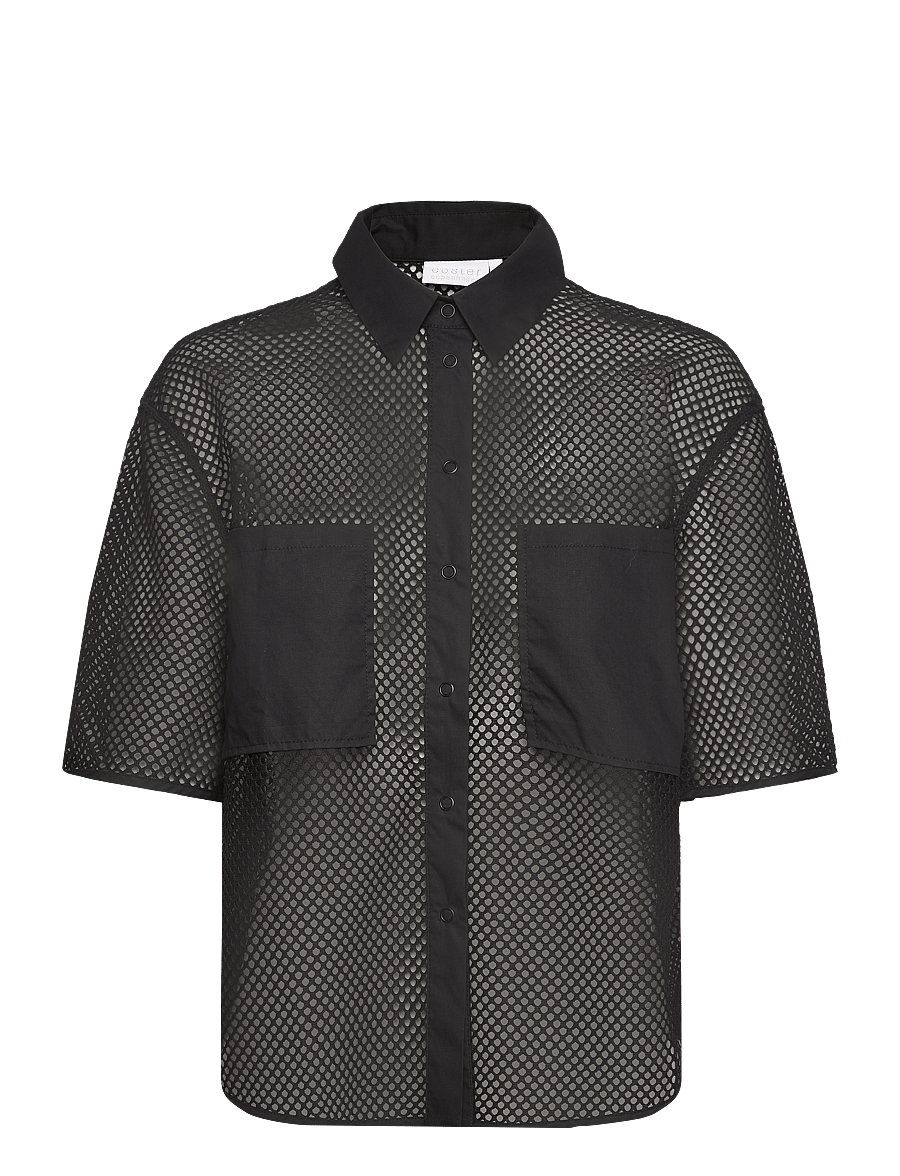 Coster Copenhagen - Mesh shirt - kurzärmlige hemden - black - 0