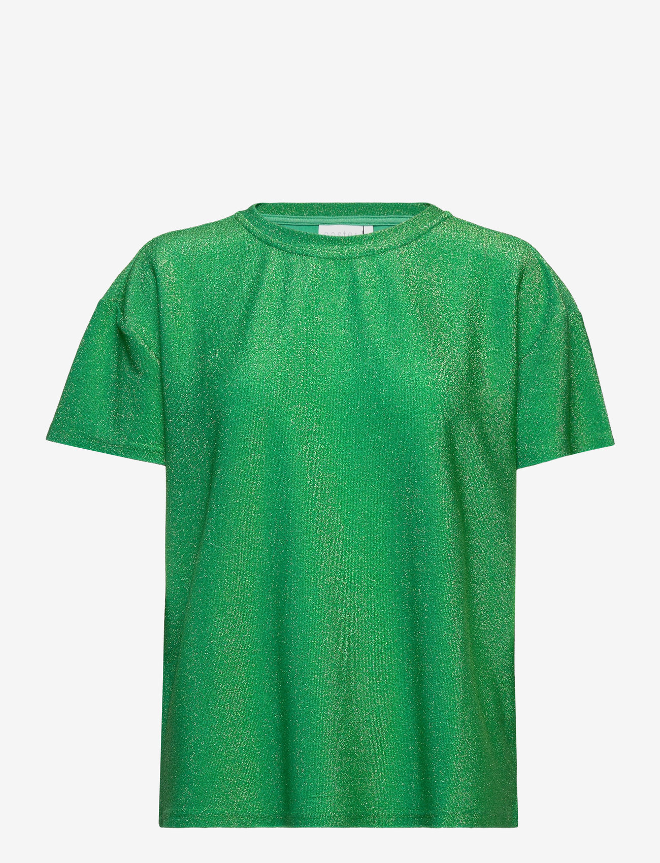 Coster Copenhagen - Shimmer tee in lurex jersey - efterårstøj - green shimmer - 0