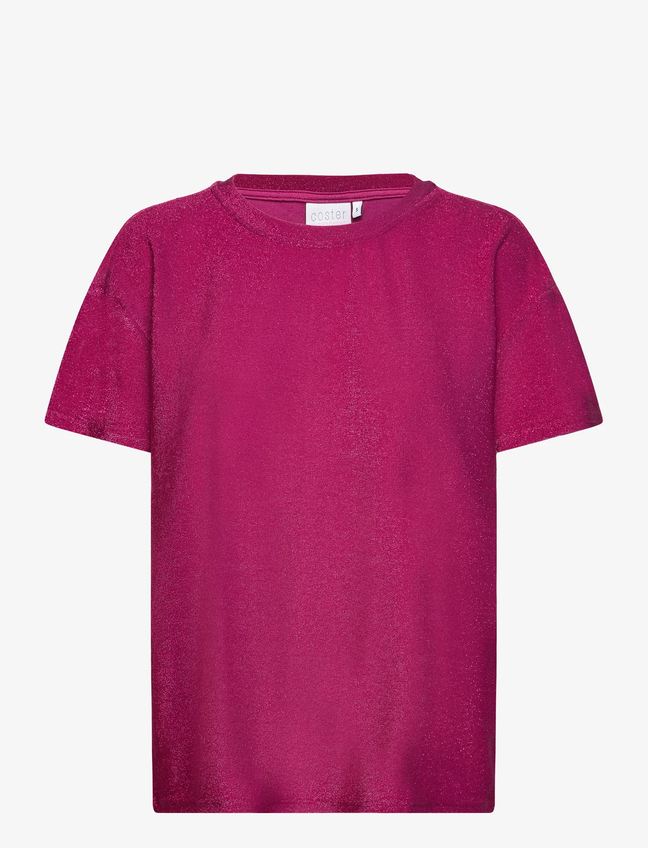 Coster Copenhagen - Shimmer tee in lurex jersey - t-shirts - pink shimmer - 0