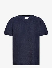 Coster Copenhagen - Shimmer tee in lurex jersey - t-shirts - royal blue shimmer - 0