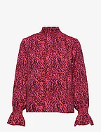 Smock blouse - JAPANESE WAVES RED