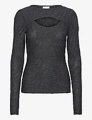 Coster Copenhagen - Long sleeve t-shirt with structure - long-sleeved tops - black - 0