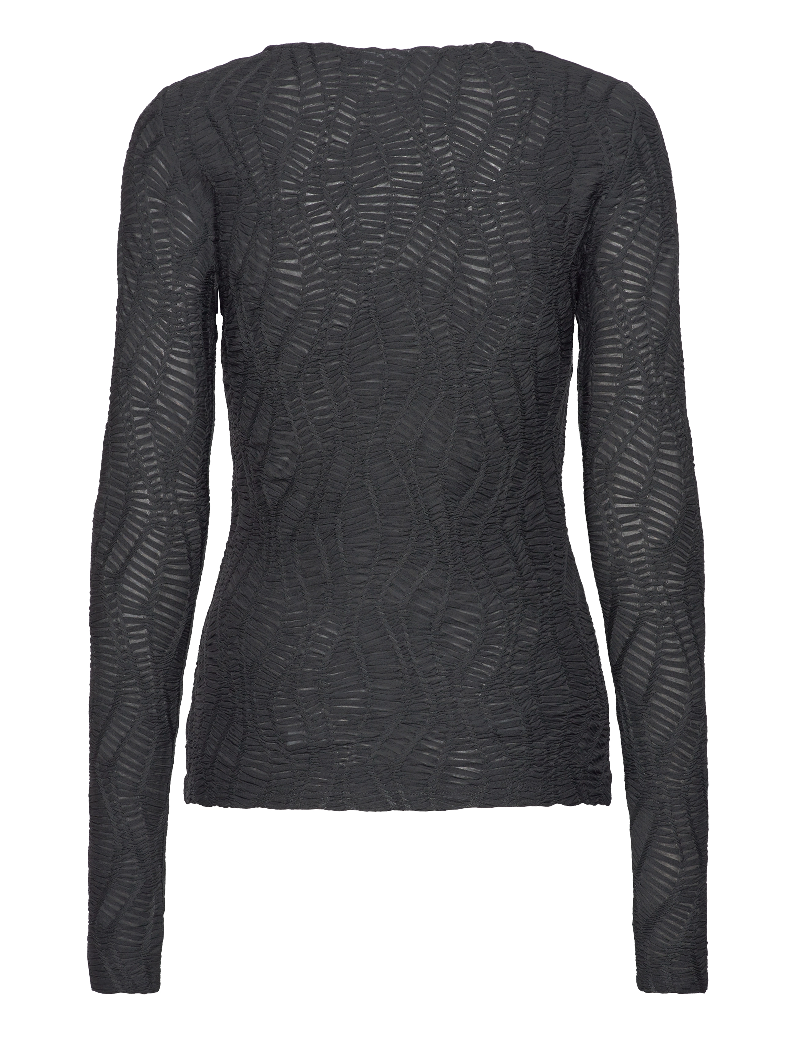 Coster Copenhagen - Long sleeve t-shirt with structure - langærmede toppe - black - 1