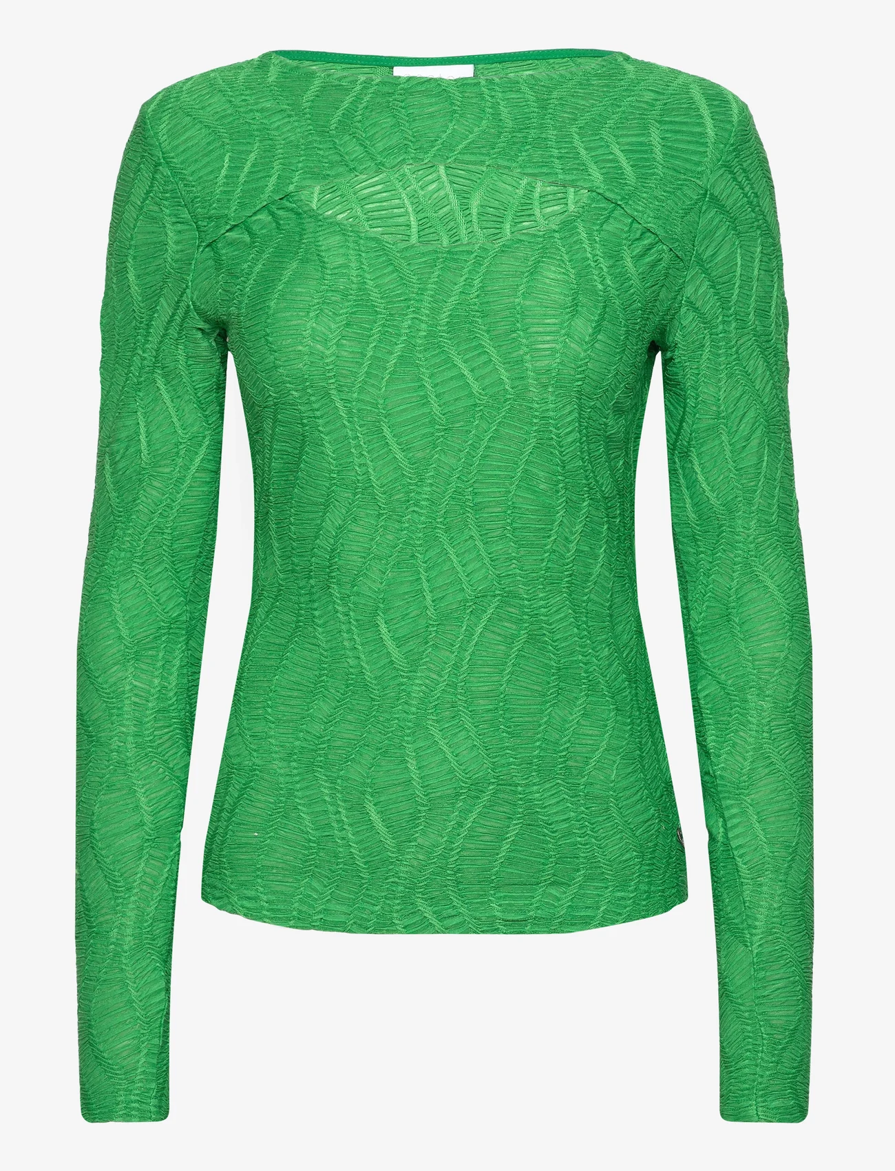 Coster Copenhagen - Long sleeve t-shirt with structure - long-sleeved tops - leaf green - 0