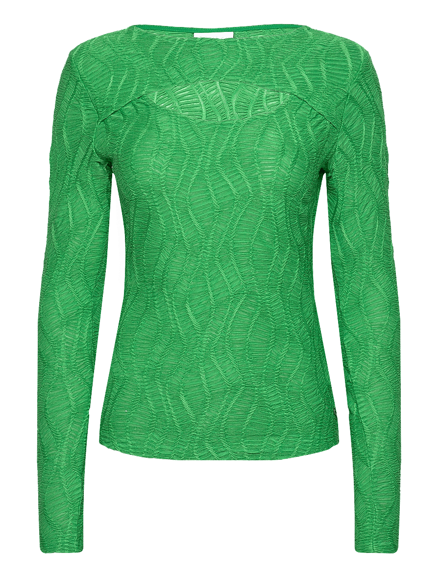 Coster Copenhagen - Long sleeve t-shirt with structure - langærmede toppe - leaf green - 0