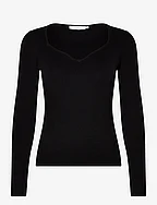 Knit with heart shape neck - BLACK