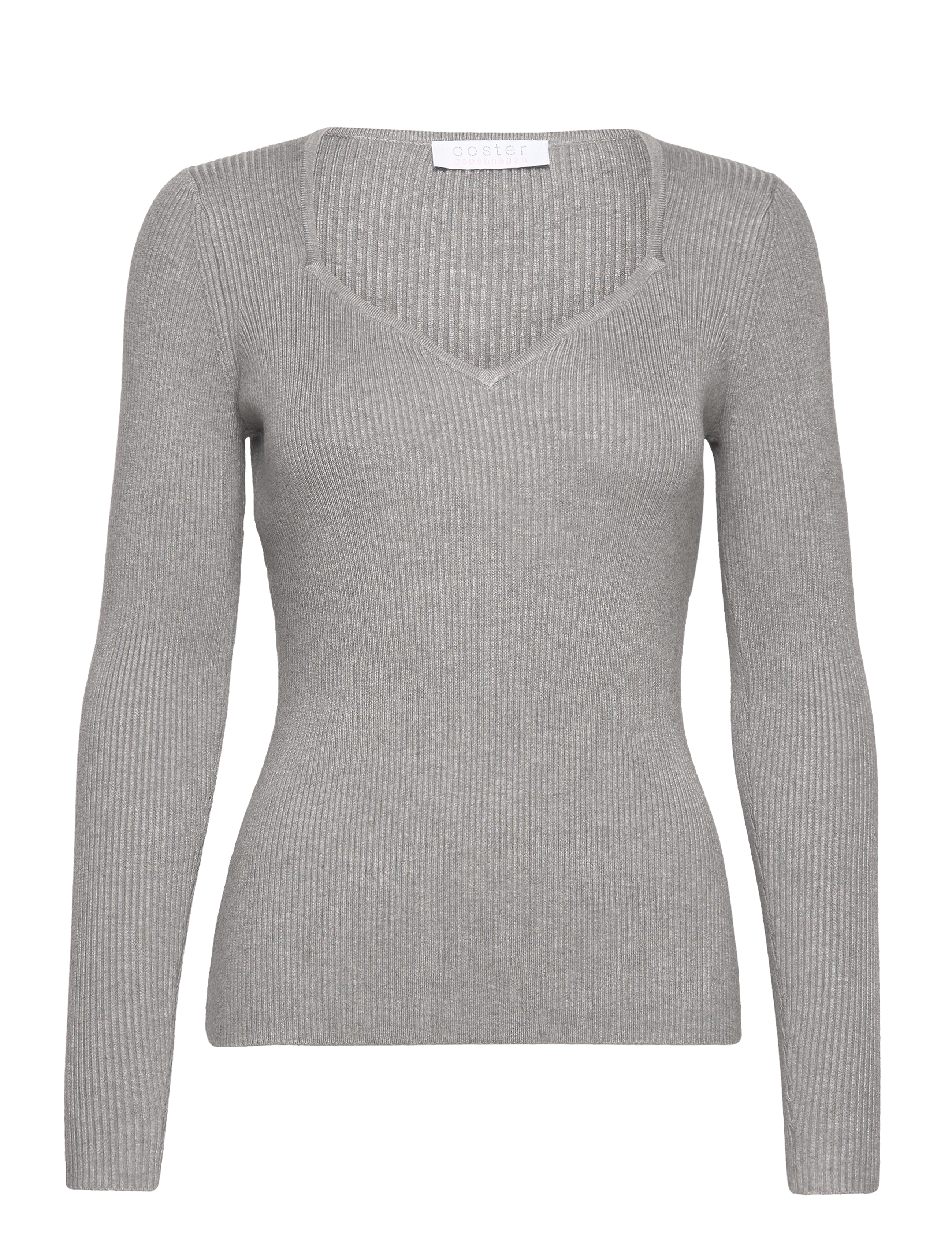 Coster Copenhagen Knit with heart shape neck - Tøj - DARK GREY MELANGE / grey