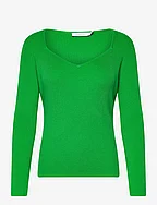 Knit with heart shape neck - FOREST GREEN