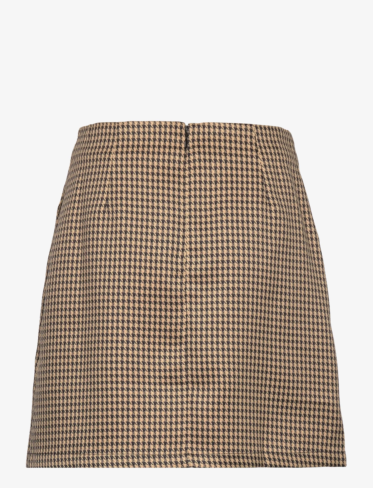 Coster Copenhagen - Short skirt in houndstooth - trumpi sijonai - beige houndstooth - 1