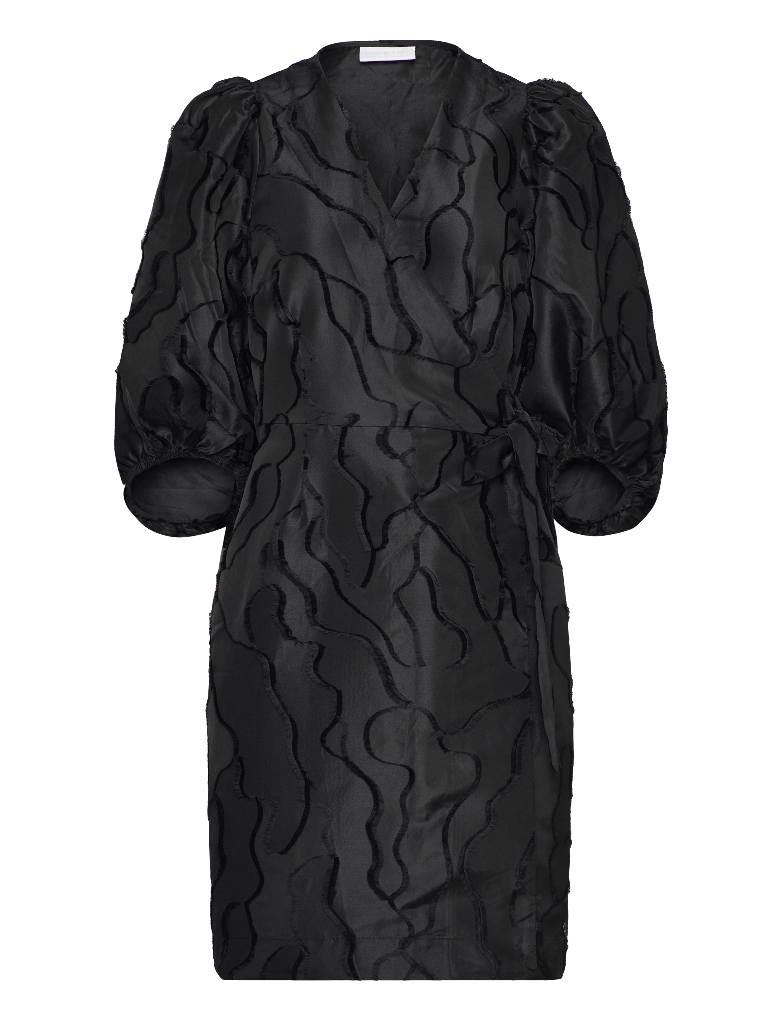 COSTER COPENHAGEN Wrap Kleid With Balloon Sleeves Schwarz - 34 - Damen
