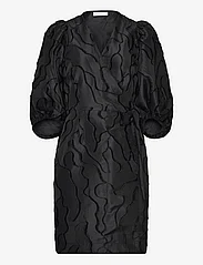 Coster Copenhagen - Wrap dress with balloon sleeves - wikkeljurken - black - 0