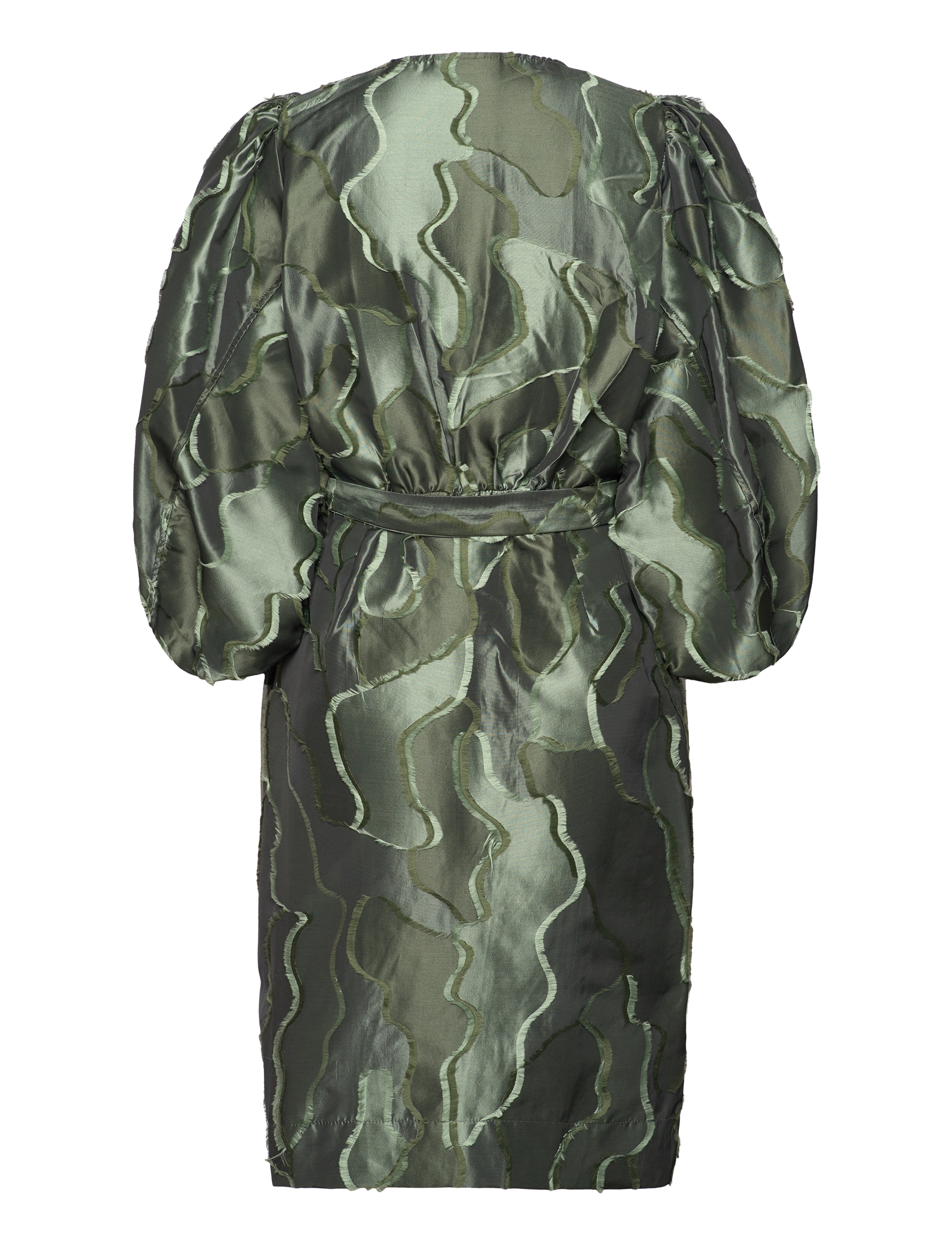 Coster Copenhagen - Wrap dress with balloon sleeves - festtøj til outletpriser - forrest green - 1
