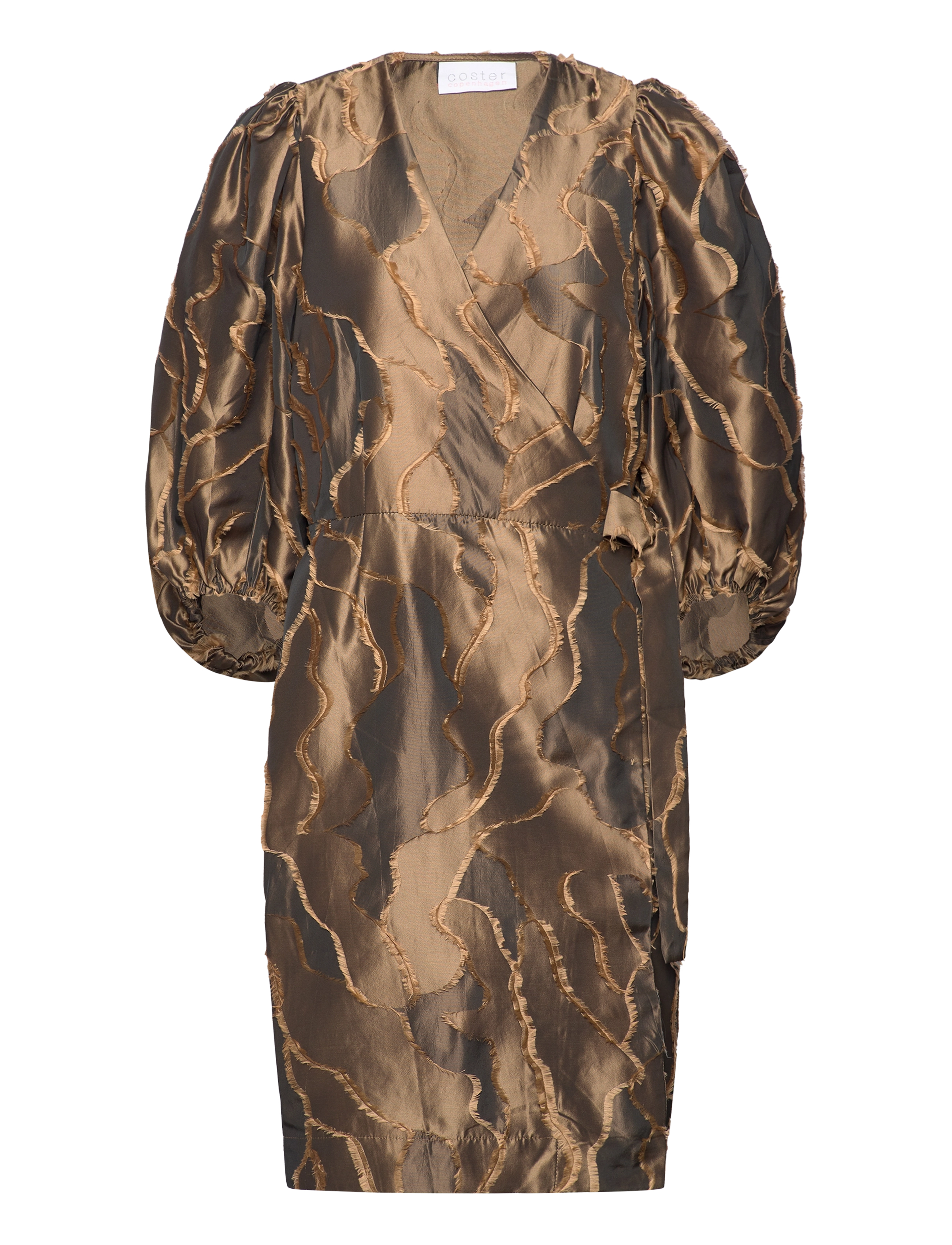 COSTER COPENHAGEN Wrap Kleid With Balloon Sleeves Braun - 34 - Damen