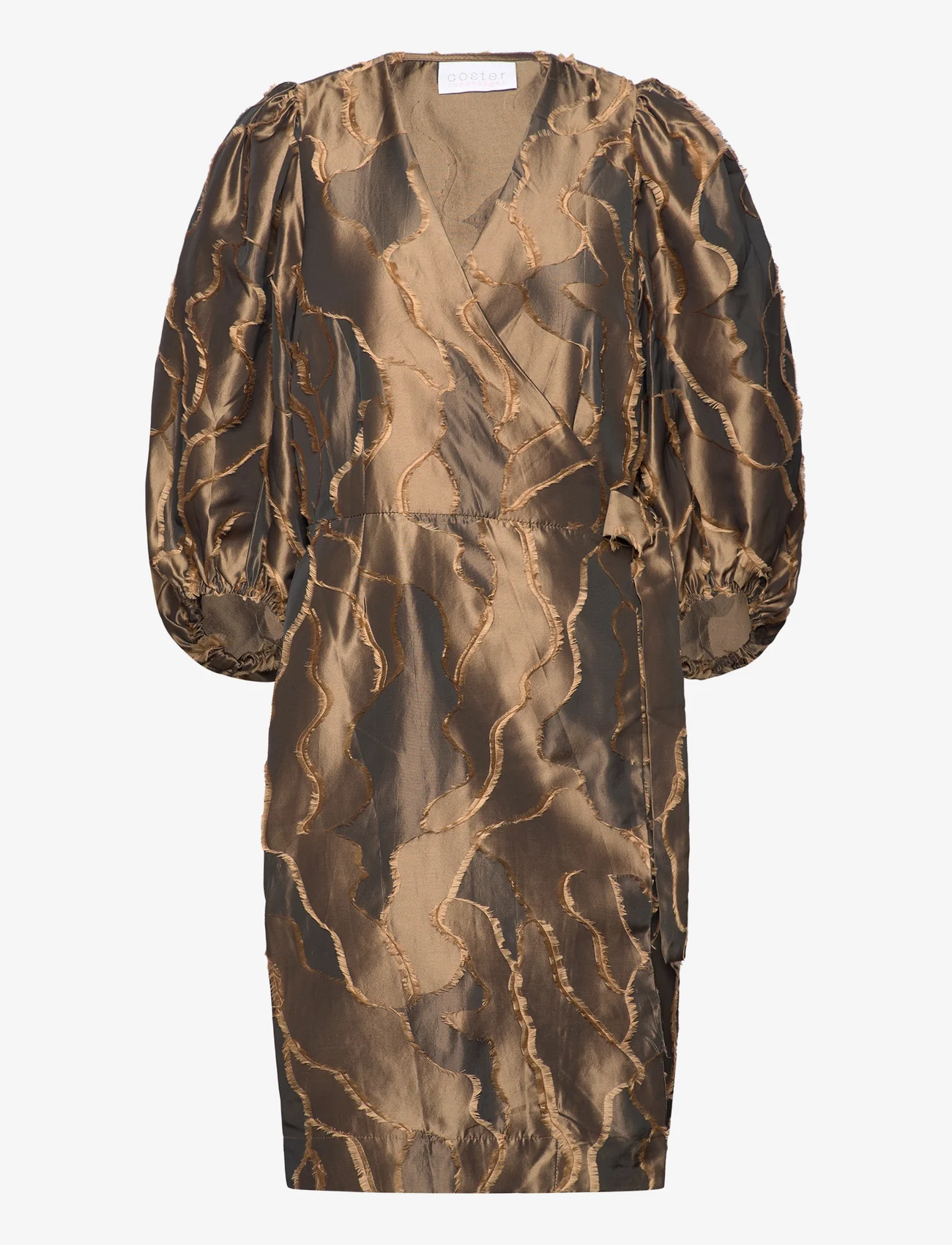 Coster Copenhagen - Wrap dress with balloon sleeves - party wear at outlet prices - golden brown - 0