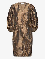 Coster Copenhagen - Wrap dress with balloon sleeves - party wear at outlet prices - golden brown - 0