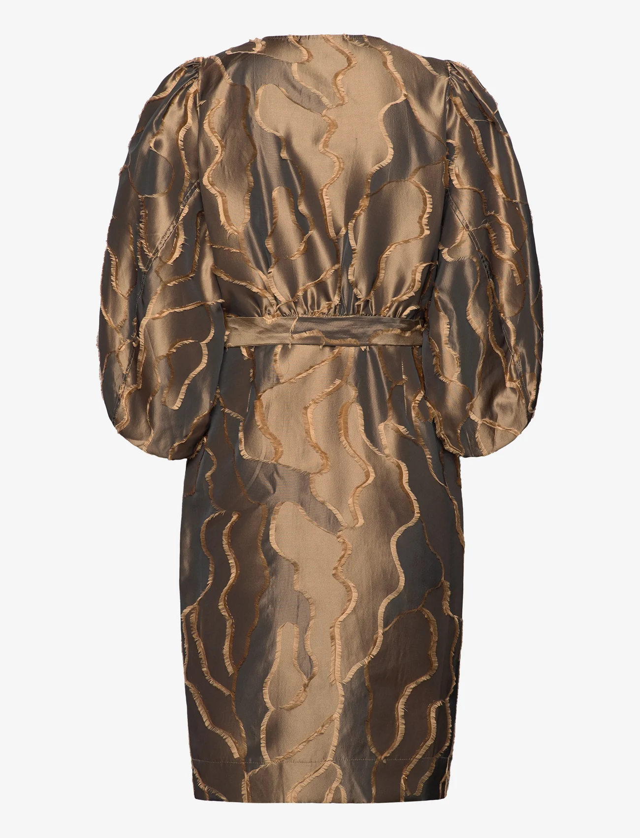 Coster Copenhagen - Wrap dress with balloon sleeves - festklær til outlet-priser - golden brown - 1