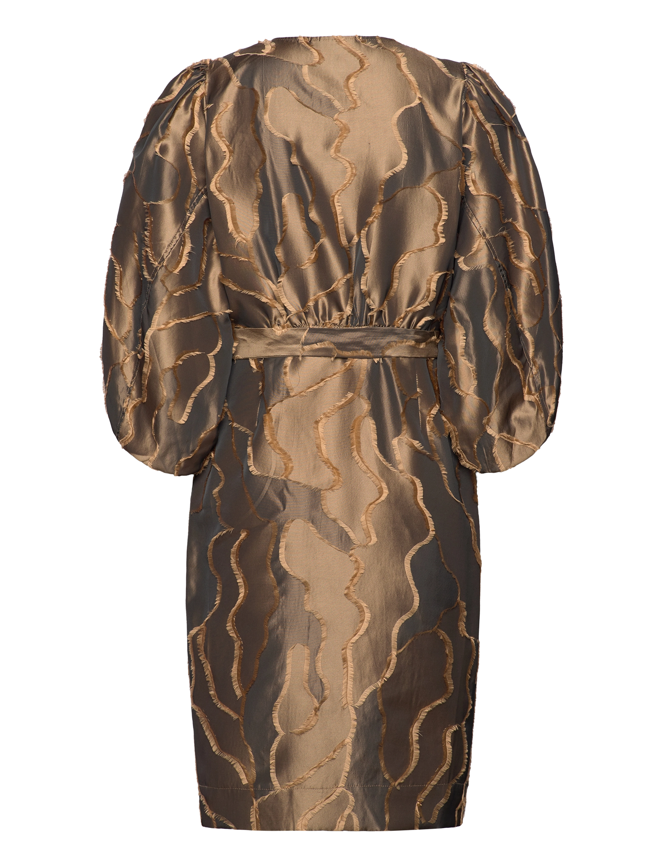 Coster Copenhagen - Wrap dress with balloon sleeves - festtøj til outletpriser - golden brown - 1
