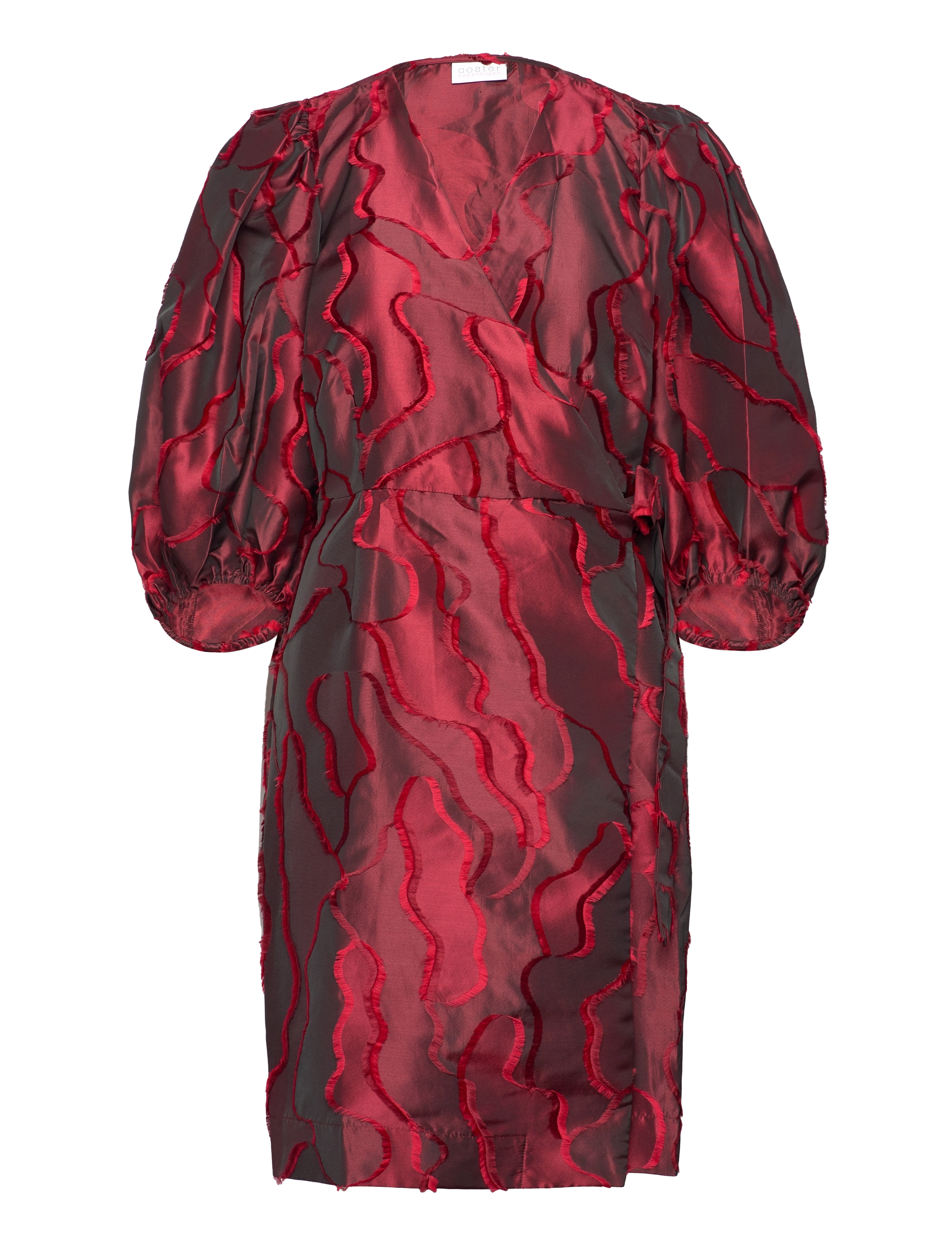 COSTER COPENHAGEN Wrap Kleid With Balloon Sleeves Rot - 34 - Damen