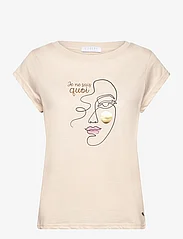 Coster Copenhagen - T-shirt with face print - Cap sleev - t-shirts - creme - 0