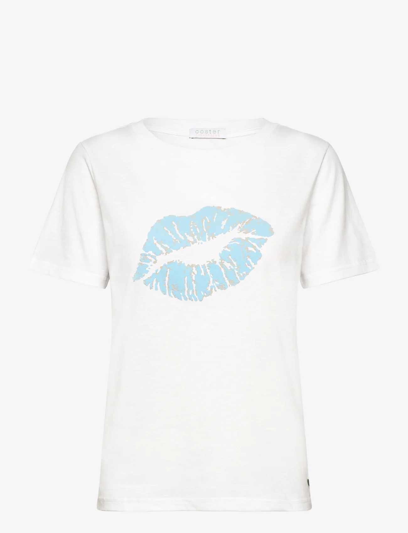 Coster Copenhagen - T-shirt with kissing lips - Mid sle - marškinėliai - white - 0