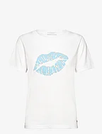 T-shirt with kissing lips - Mid sle - WHITE