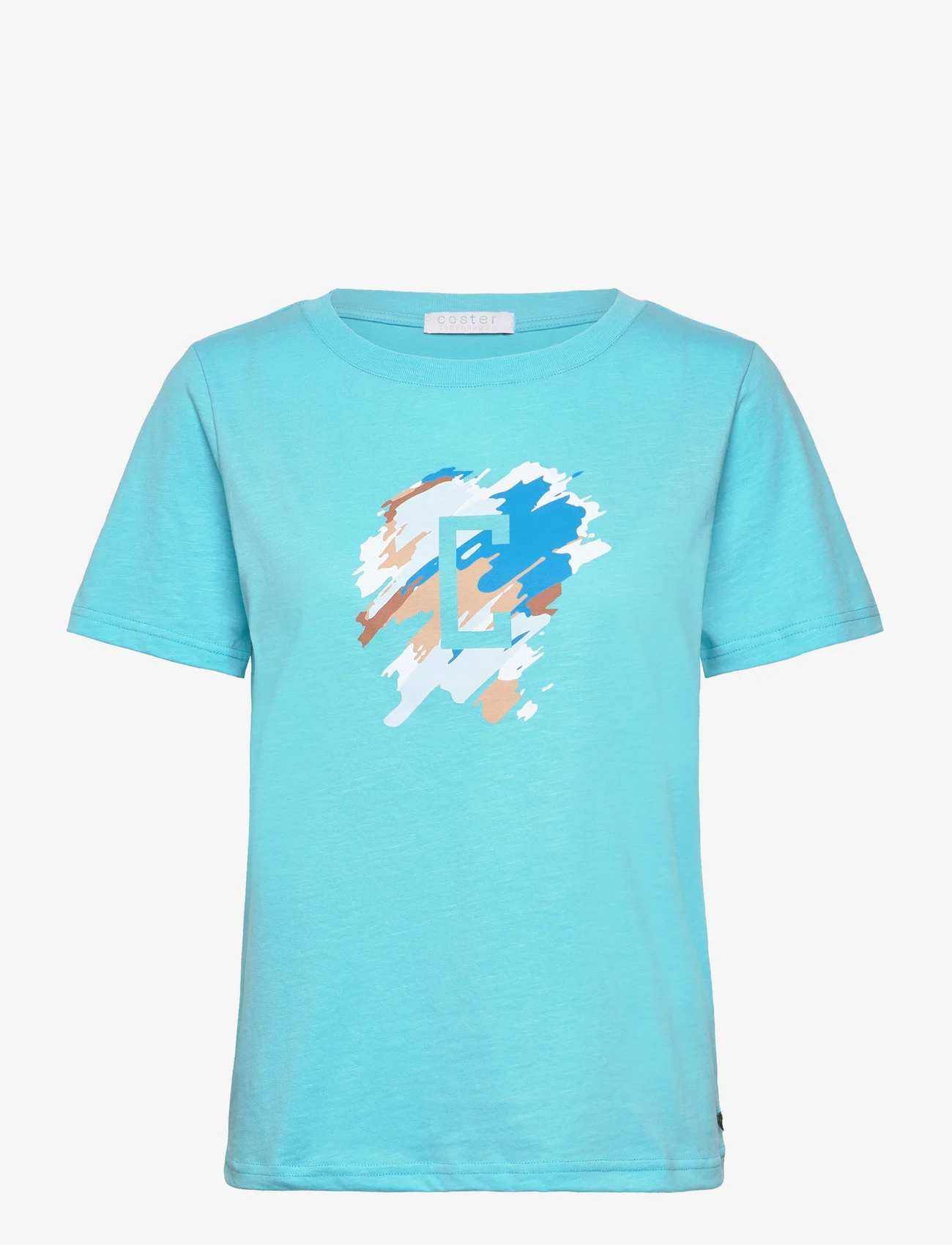 Coster Copenhagen - T-shirt with paint mix - Mid sleeve - t-shirts - aqua blue - 0