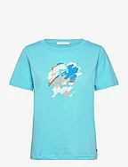 T-shirt with paint mix - Mid sleeve - AQUA BLUE