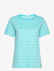 Coster Copenhagen - T-shirt with stripes - Mid sleeve - t-shirts - aqua blue/creme stripe - 0