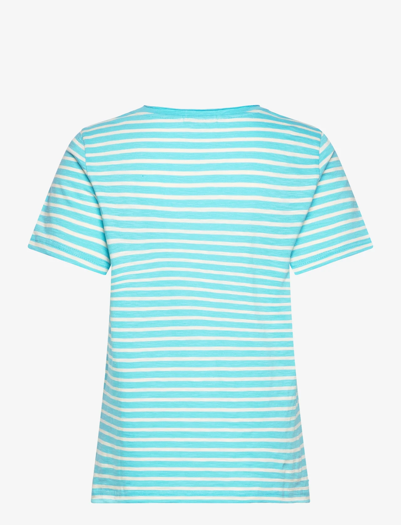 Coster Copenhagen - T-shirt with stripes - Mid sleeve - t-särgid - aqua blue/creme stripe - 1