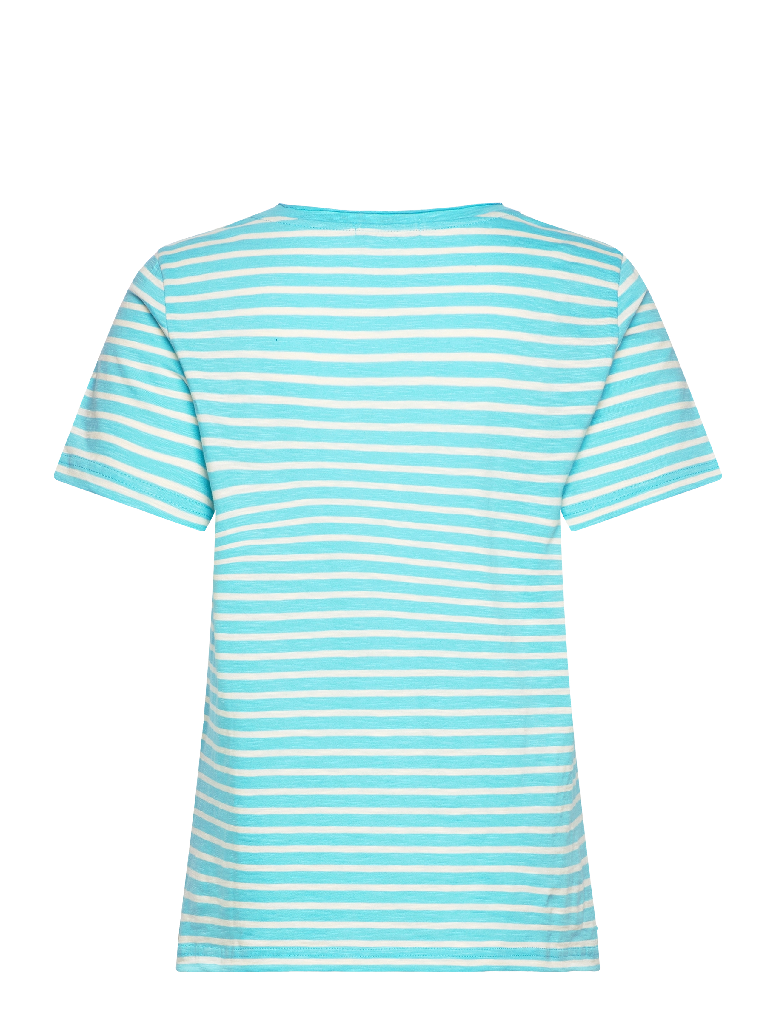 Coster Copenhagen - T-shirt with stripes - Mid sleeve - t-shirts - aqua blue/creme stripe - 1