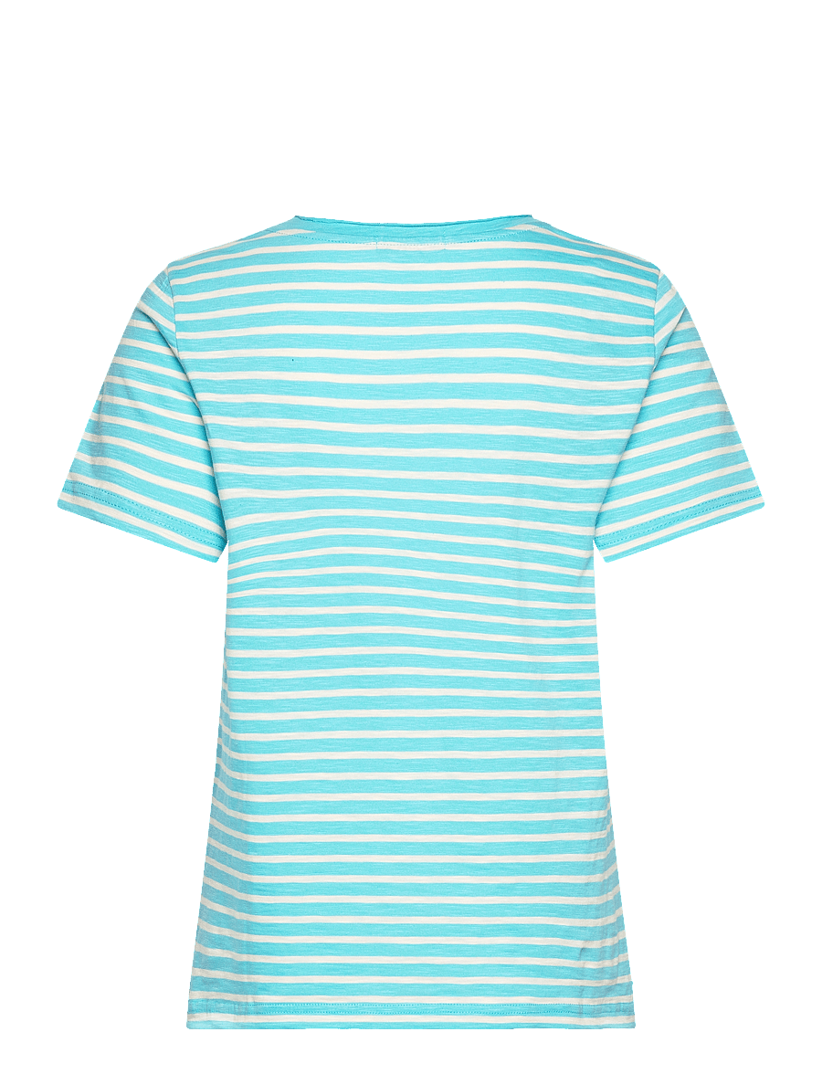 Coster Copenhagen - T-shirt with stripes - Mid sleeve - t-shirts - aqua blue/creme stripe - 1