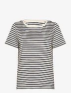 T-shirt with stripes - Mid sleeve - CREME/BLACK STRIPE